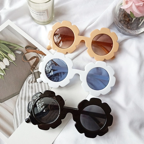 Gafas De Sol De Flor Protección UV400 Montura De Plástico Lente De Resina Forma De Girasol Para Niños