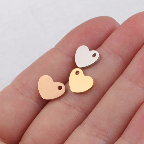Colgantes En Forma De Corazón De Acero Inoxidable Pulido Espejo Charms Para Hacer Joyas De Bricolaje Pulsera Collar