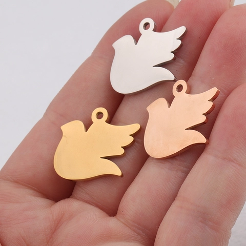 Dijes En Forma De Paloma De La Paz Pájaro Acero Inoxidable 304 Pulido Espejo Para Hacer Joyas DIY Collar Pulsera