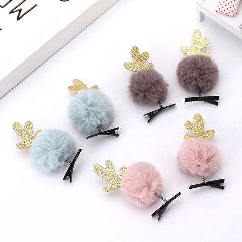 Christmas Hair Clips Reindeer Antler Mini Santa Hat Sequin Plush For Holiday Party Decoration Gifts Festive Headwear
