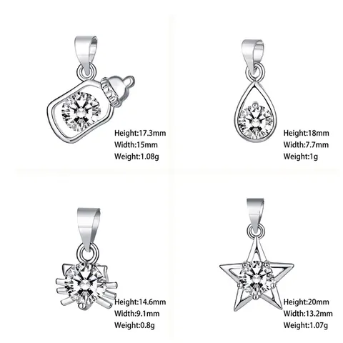 Heart Star Waterdrop Geometric Pendant Necklace Platinum Plated Copper Cubic Zirconia For Women Elegant Jewelry Accessories