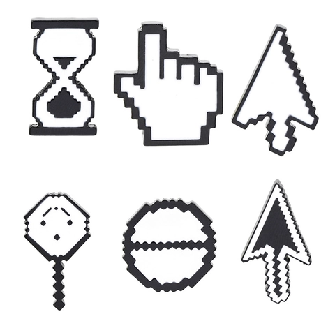 Pixel Art Computer Cursor Enamel Brooch Pin Alloy Retro Tech Badge Clothing Bag Accessories Enamel Lapel Pin