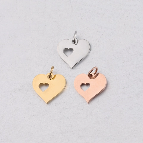 Heart Pendant 304 Stainless Steel Hollow Heart Cutout Mirror Polished DIY Jewelry Accessory For Necklace Bracelet Making