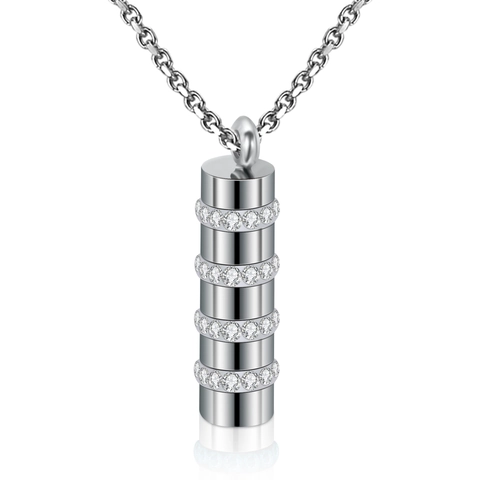 Collana Con Ciondolo Cilindrico in Acciaio Inossidabile 316L Per Donna Gioielli Minimalisti Semplici Geometrici 3D Rotondi
