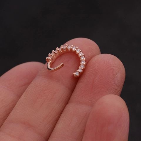 Zircon Nose Ring Copper Cubic Zirconia Septum Clicker Hinge Cartilage Hoop Earring Piercing Jewelry For Women