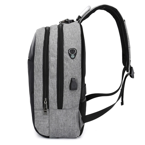 Mochila Para Portátil Negocios Antirrobo Tela Oxford Con Puerto Carga USB Tira Reflectante Para Viajes Hombre