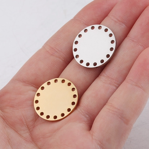 Ronde Schijfhangers Met Meerdere Gaten Gepolijst Spiegelend 304 Roestvrij Staal Blanco Bedels Voor DIY Sieraden Maken