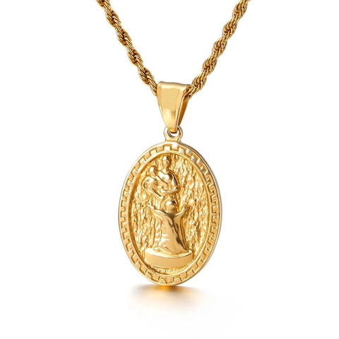 Virgin Mary Pendant Our Lady Of Guadalupe Religious Stainless Steel Oval Medal Catholic Faith Jewelry Accessory