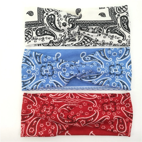 Bandeau À Motif Paisley Tricoté Élastique À Nœud Croisé Pour Femmes Yoga Sport Style Bohème Vintage
