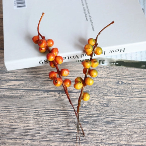 Künstliche Orangenbeeren Zweige Realistische Schaumstoff Fruchtstiele Kunststoffzweig Mit Eisendraht Für Heimdekoration Weihnachten DIY