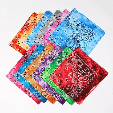 Paisley Bandana Puur Katoen Tie Dye Vierkante Sjaal Voor Hip Hop Street Dance Outdoor Fietsen Unisex Hoofddeksel