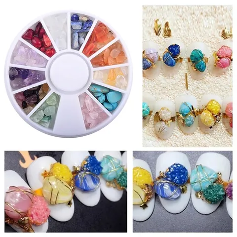 Nail Art Rhinestones Acrylic Multi Shape Colorful Gems In Wheel Box For DIY Manicure Salon Simple Sweet Style