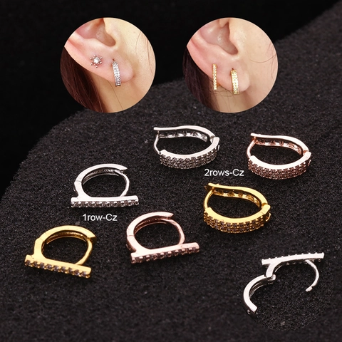 Copper Cubic Zirkonia Knorpel Ohrring Helix Piercing Huggie Hoop Micro Pave Minimalistischer Schmuck Für Damen