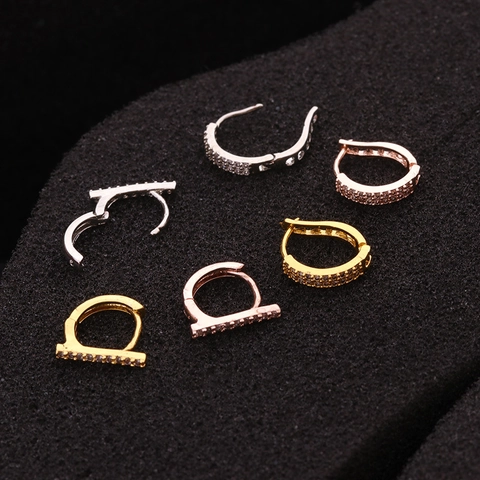 Copper Cubic Zirkonia Knorpel Ohrring Helix Piercing Huggie Hoop Micro Pave Minimalistischer Schmuck Für Damen