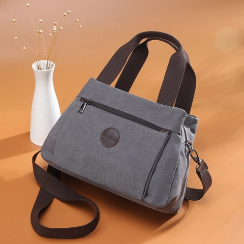 Sac Bandoulière En Toile Vintage Grande Capacité Multi Poches Sac À Main Épaule Pour Femmes Fourre-Tout Décontracté Voyage