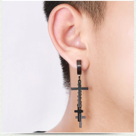 Orecchini A Cerchio Con Pendente A Croce Acciaio Al Titanio Vari Pendenti A Croce Punk Gothic Hip Hop Gioielli Unisex