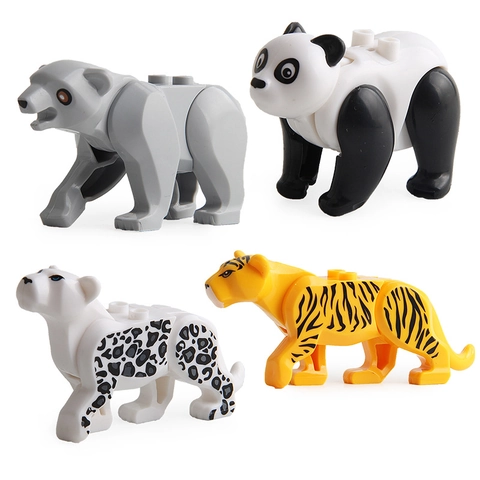 Zoo Animal Building Blocks Collection Plastic Educational DIY Construction Toys For Kids Boys Girls Home School Play Gift