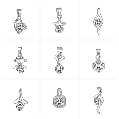 Heart Star Waterdrop Geometric Pendant Necklace Platinum Plated Copper Cubic Zirconia For Women Elegant Jewelry Accessories