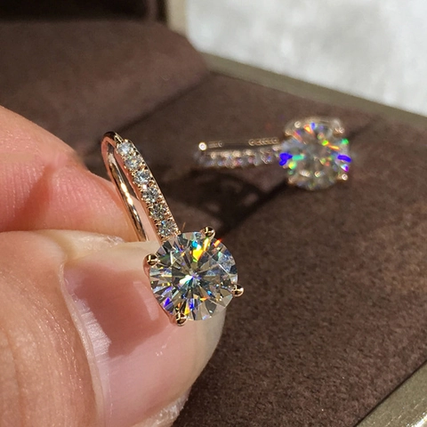 Lussuosi Orecchini a Pendente Rotondi in Cupronikel per Donna Strass Scintillanti Eleganti Gioielli Placcati in Oro Rosa Argento