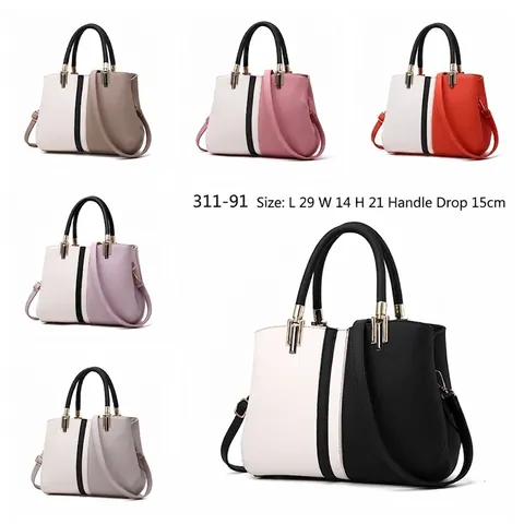 Dames Handtas Color-Block PU Leer Litchi Patroon Grote Capaciteit Schoudertas Crossbodytas Mode Tas