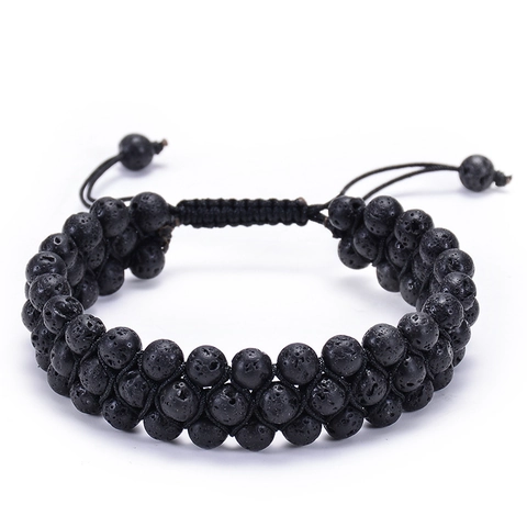 Bracciale Di Perle Intrecciate In Pietra Lavica Occhio Di Tigre Regolabile Fatto A Mano Gioielli Boho Unisex Aromaterapia