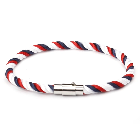 Woven Nylon Rope Bracelet With Copper Magnetic Clasp Handmade Twisted Cord Wristband Jewelry For Men Women