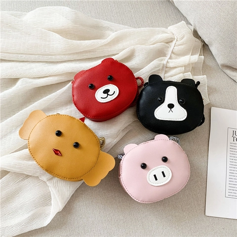 Sac Bandoulière Enfant Cuir PU Dessin Animé Animal Cochon Ours Poussin Chien Forme Mini Porte-Monnaie Pour Filles
