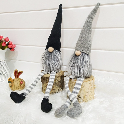Adornos De Gnomos De Navidad Muñeco Peluche Tomte Sueco Piernas Largas Sin Rostro Punto Hecho A Mano Decoración Hogar