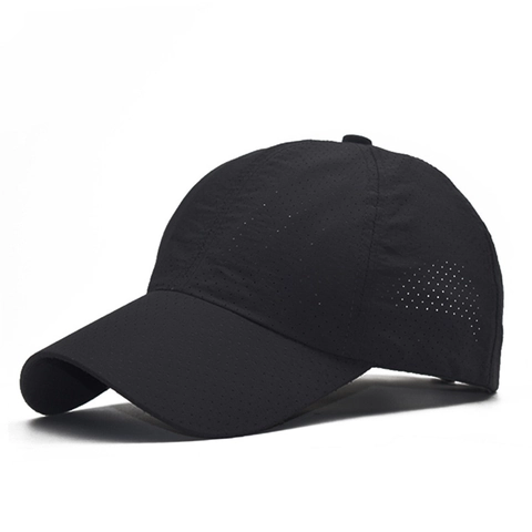 Quick-Dry Breathable Baseball Cap Laser Perforated Solid Color Adjustable Outdoor Sports Sun Hat For Men And Women