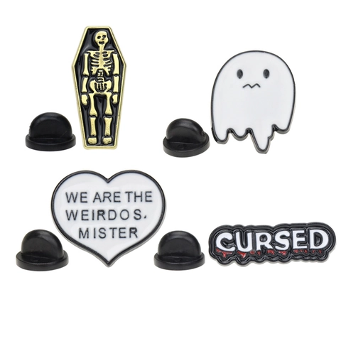Spilla Smaltata Teschio Gotico Distintivo Orrore Fantasma Cuore Cursed Spilla In Lega Di Zinco Per Zaino Giacca Accessorio Halloween