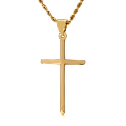 Colgante De Cruz De Acero Inoxidable Minimalista Joyería Religiosa Pulida Para Hombres Mujeres Moda Estilo Hip Hop