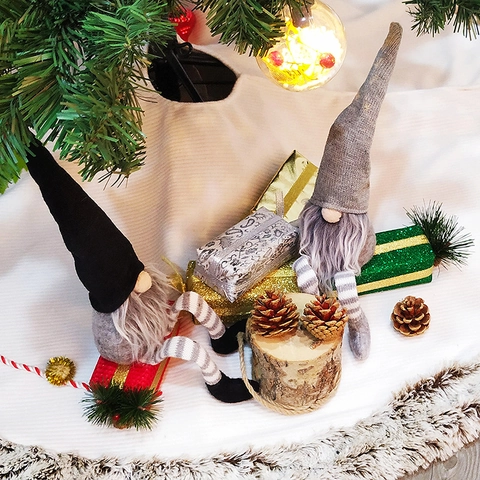 Adornos De Gnomos De Navidad Muñeco Peluche Tomte Sueco Piernas Largas Sin Rostro Punto Hecho A Mano Decoración Hogar