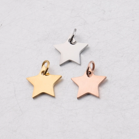 Five Point Star Charms 304 Stainless Steel Mirror Polished For Jewelry Making DIY Pendants Star Shape