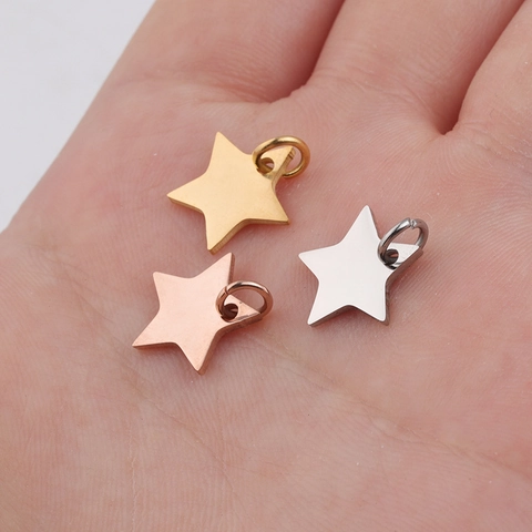 Five Point Star Charms 304 Stainless Steel Mirror Polished For Jewelry Making DIY Pendants Star Shape