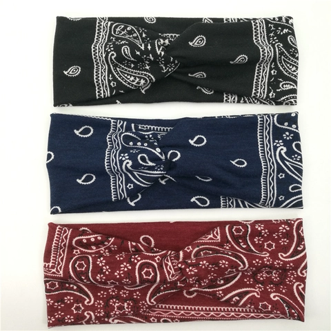Bandeau À Motif Paisley Tricoté Élastique À Nœud Croisé Pour Femmes Yoga Sport Style Bohème Vintage