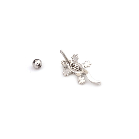 Orecchini a Bottone in Acciaio Inossidabile Geco Zirconia per Donna Gioielli Piercing Croce Farfalla Cuore Ala Cartilagine Helix