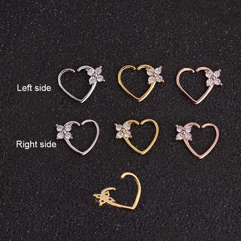 Herz Nasenringe Knorpel Ohrstecker Kupferlegierung Zirkonia Piercing Schmuck Stern Mond Formen Mode Damen Accessoire