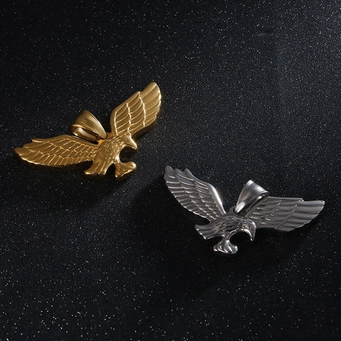 Stainless Steel Soaring Eagle Wing Pendant Hip Hop Rock Style Men Animal Charm Jewelry For Necklace