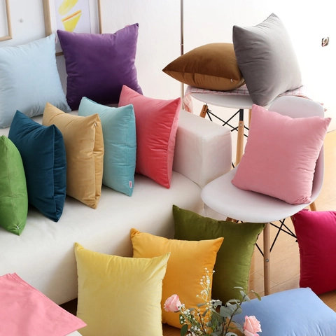 Velvet Throw Pillow Case Solid Color Decorative Cushion For Sofa Bed Living Room Home Decor Modern Minimalist Nordic Ins Style