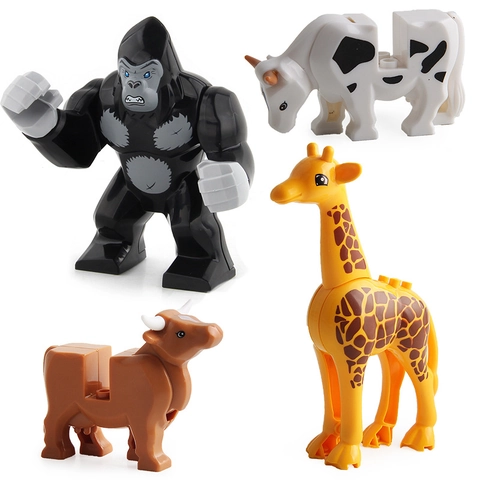 Animal Building Blocks Wildlife Zoo Figures DIY Assembly Educational Toys For Children Colorful ABS Plastic Movable Joints