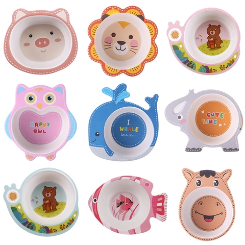 Cartoon Animal Shape Bamboo Fiber Bowl Eco Friendly Lightweight Toddler Feeding Dish For Kids Durable Non-Toxic Tableware