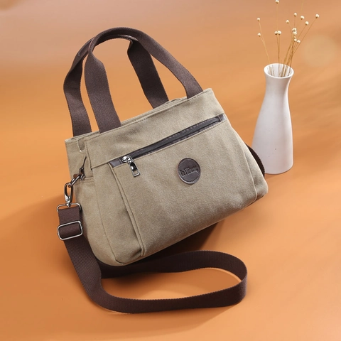 Sac Bandoulière En Toile Vintage Grande Capacité Multi Poches Sac À Main Épaule Pour Femmes Fourre-Tout Décontracté Voyage