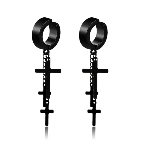 Orecchini A Cerchio Con Pendente A Croce Acciaio Al Titanio Vari Pendenti A Croce Punk Gothic Hip Hop Gioielli Unisex