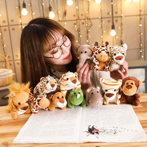 Portachiavi Peluche Animali Della Giungla Mini Giocattolo Imbottito Per Borsa Leone Elefante Tigre Giraffa Leopardo