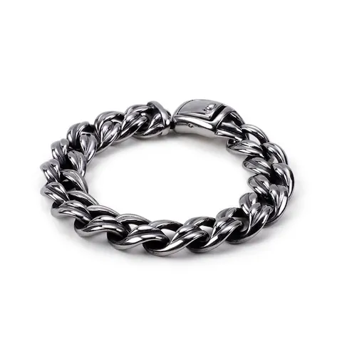 Pulsera De Cadena Cubana De Acero Inoxidable 316L Para Hombre Heavy Metal Punk Rock Industrial Retro Cadena Gruesa