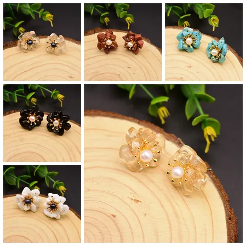Vintage French Floral Stud Earrings With Natural Freshwater Pearl And 925 Sterling Silver Post Gold Plated Jewelry For Women