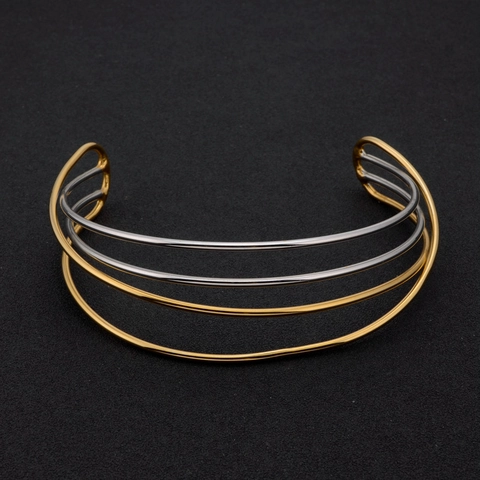 Collana Torque Multistrato In Acciaio Inossidabile Gioielli In Metallo Minimalisti Per Donne
