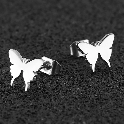 Butterfly Stud Earrings Stainless Steel Minimalist Animal Design Polished Fashion Jewelry Accessories For Women