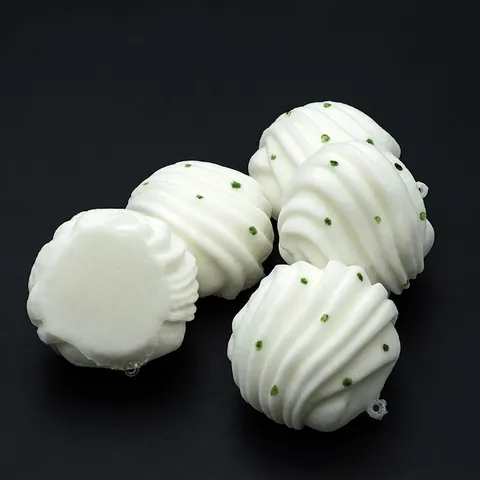 Μπρελόκ Squishy Προσομοίωσης Ψωμιού Ατμού Αργής Επαναφοράς PU Παιχνίδι Καταπολέμησης Του Στρες Σπειροειδές Μοτίβο Λευκό Πράσινο