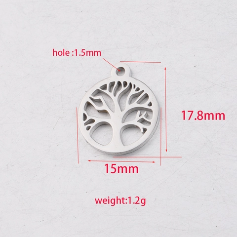 Albero Della Vita Ciondolo Tondo Cavo Acciaio Inossidabile Accessorio Per Creazione Di Gioielli Fai Da Te Charms Lucidato A Specchio
